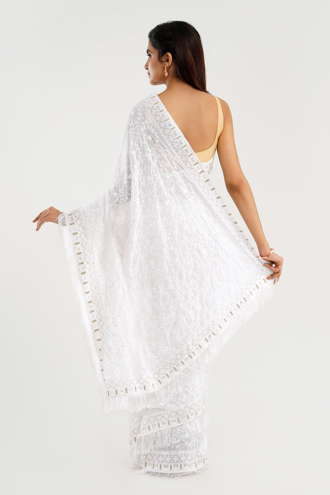 Teejh Kamla Off White Georgette Saree