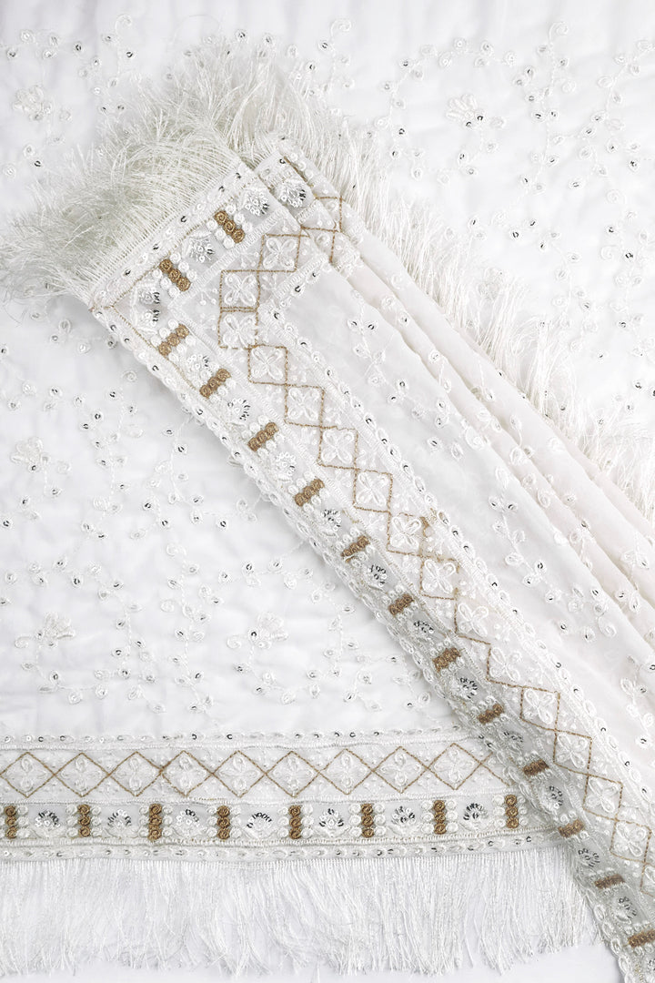 Teejh Kamla Off White Georgette Saree