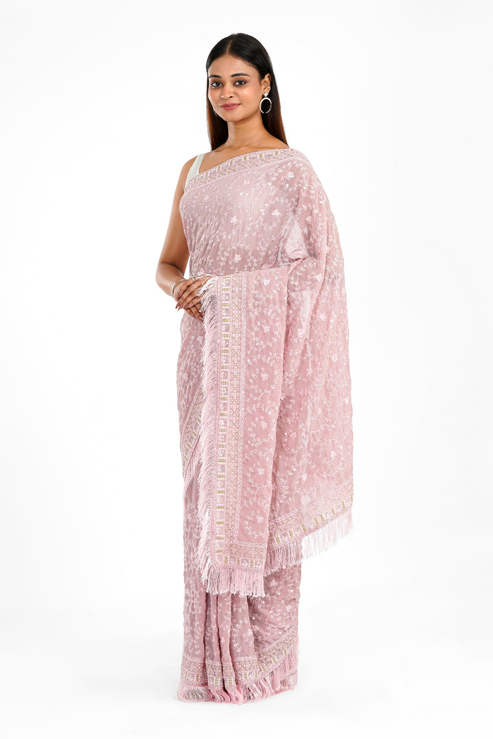 Teejh Kamla Pink Georgette Saree