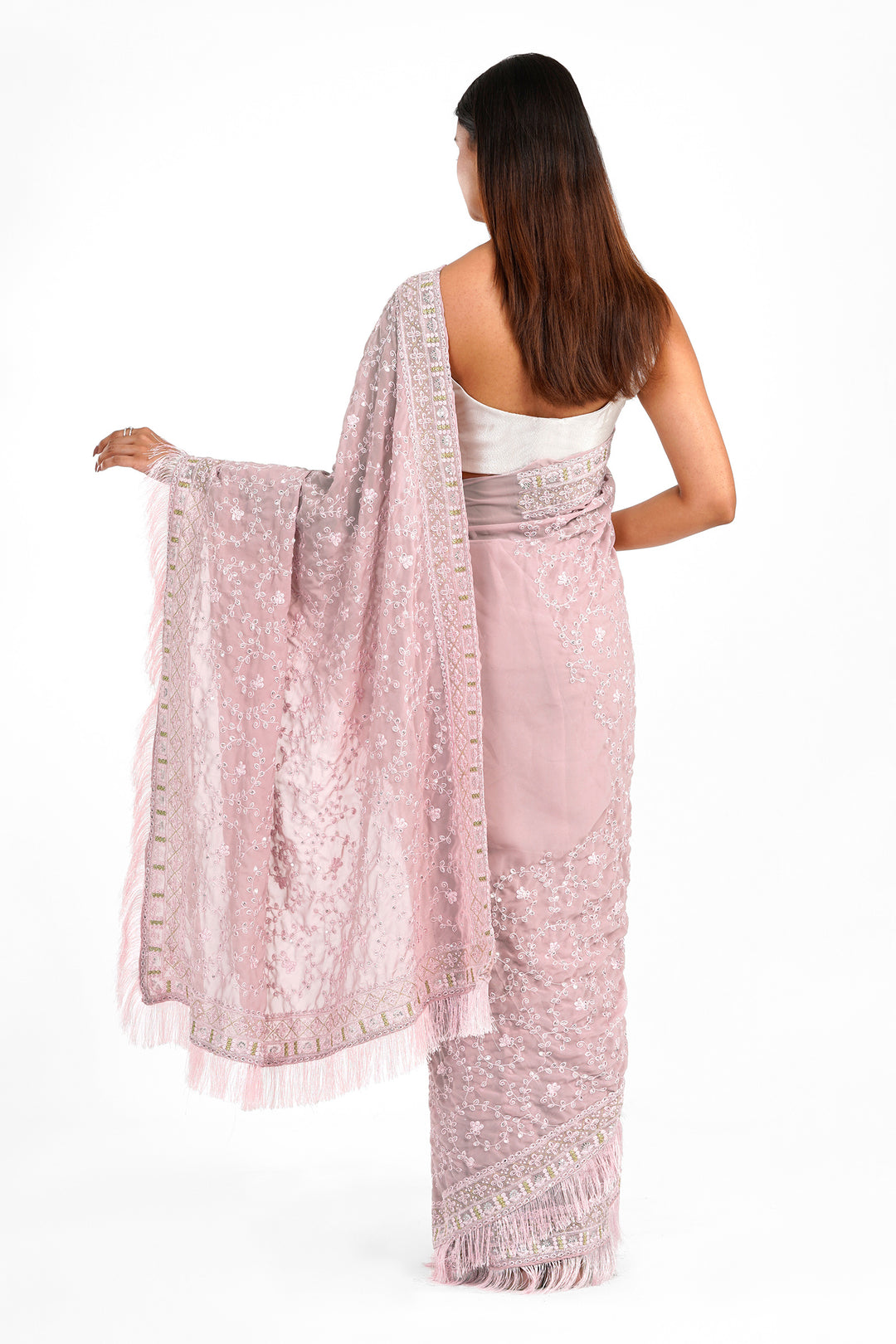 Teejh Kamla Pink Georgette Saree