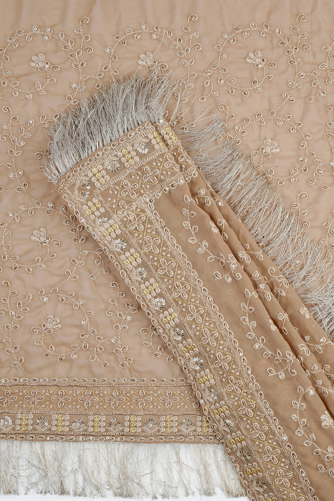 Teejh Kamla Beige Georgette Saree