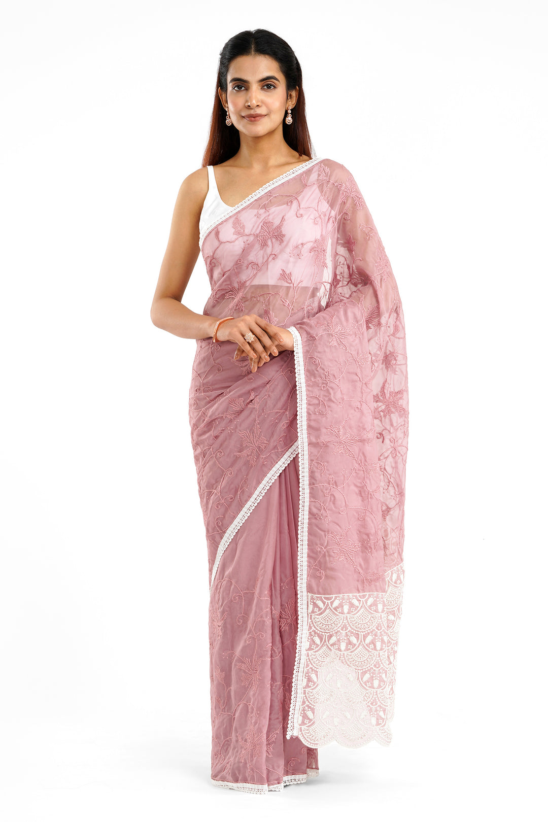Teejh Kushboo Pink Organza Saree