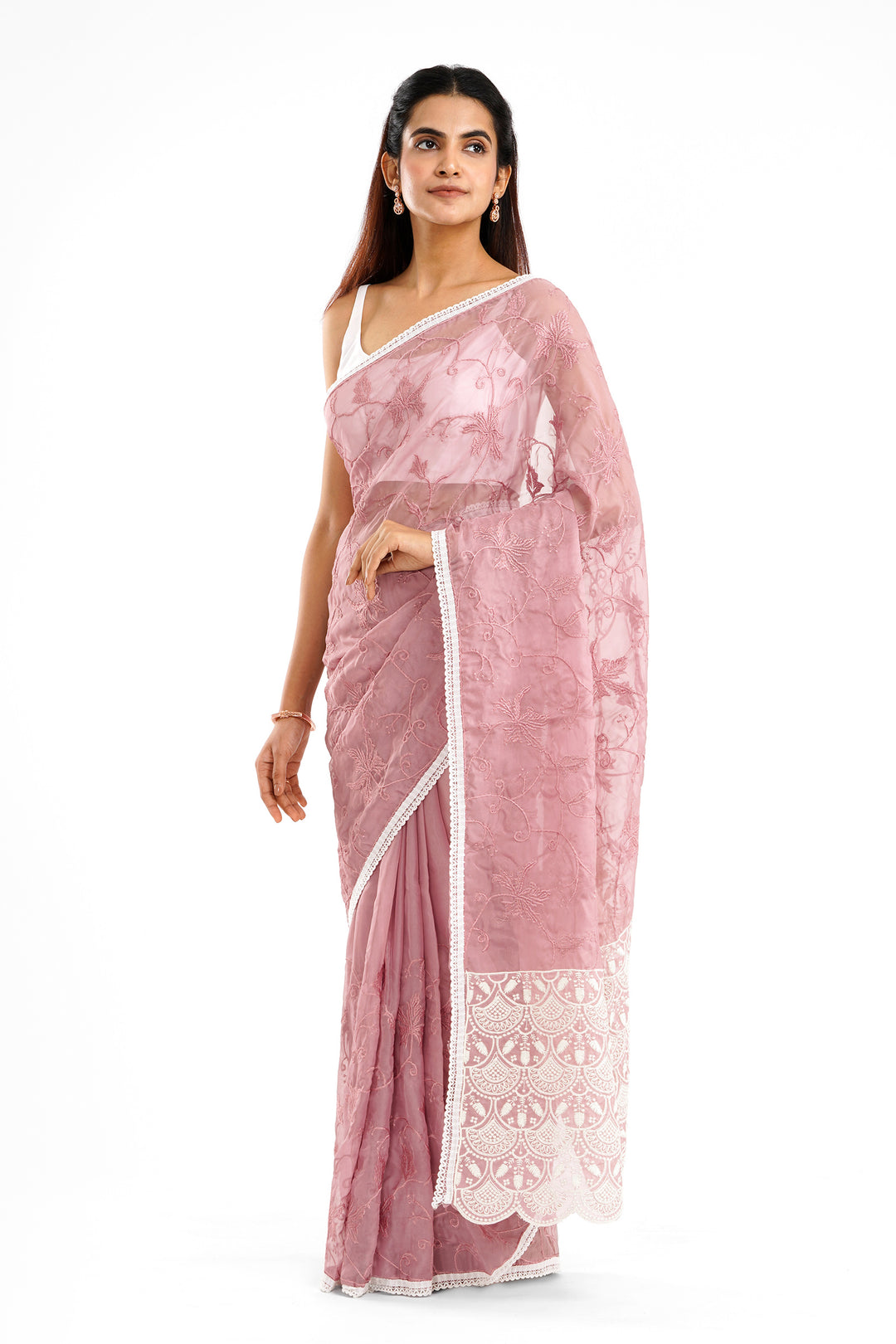 Teejh Kushboo Pink Organza Saree