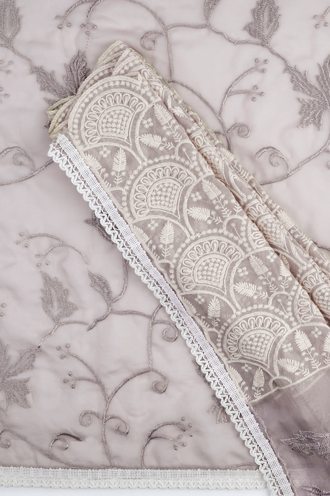 Teejh Kushboo Silver Mauve Organza Saree