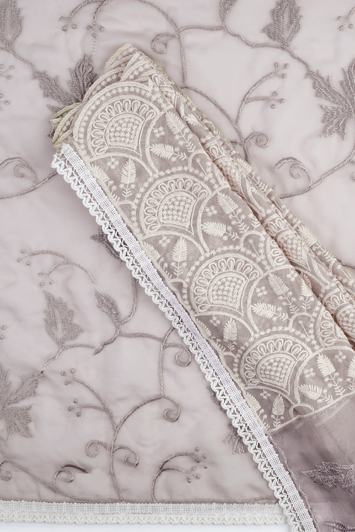 Teejh Kushboo Silver Mauve Organza Saree