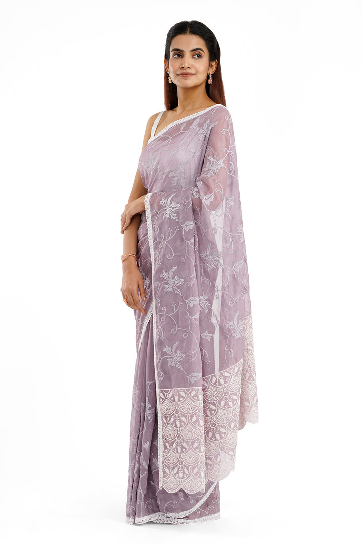 Teejh Vamishi Lavender Organza Saree
