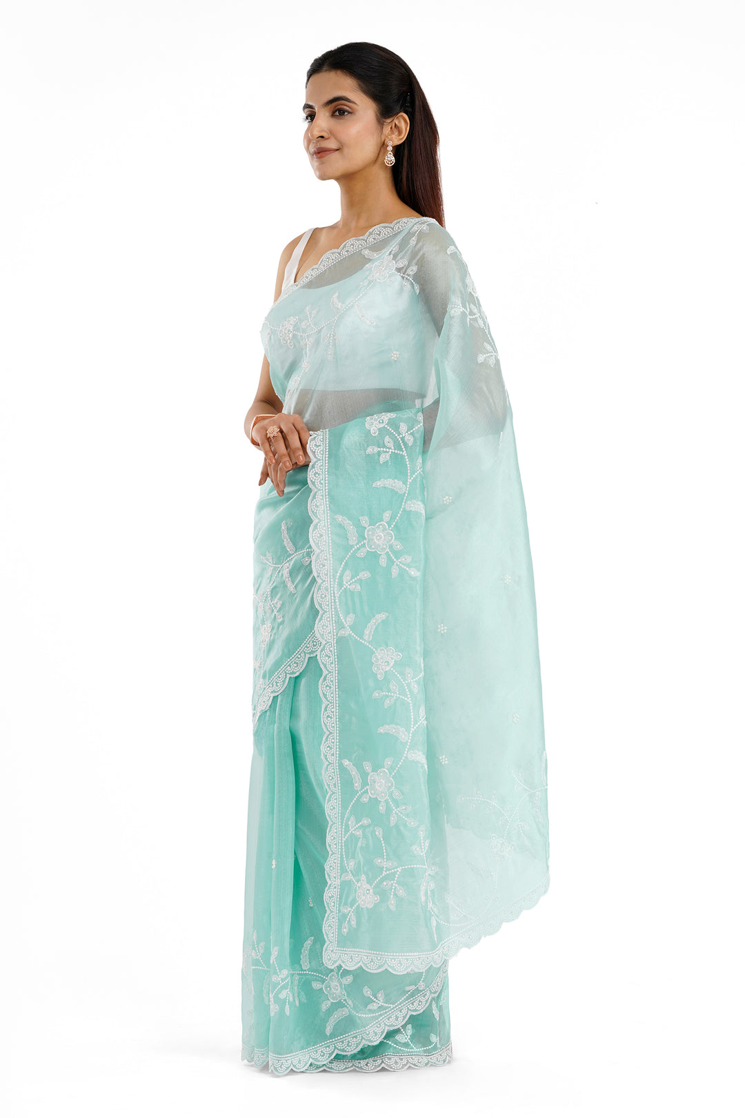 Teejh Eshani Blue Organza Saree
