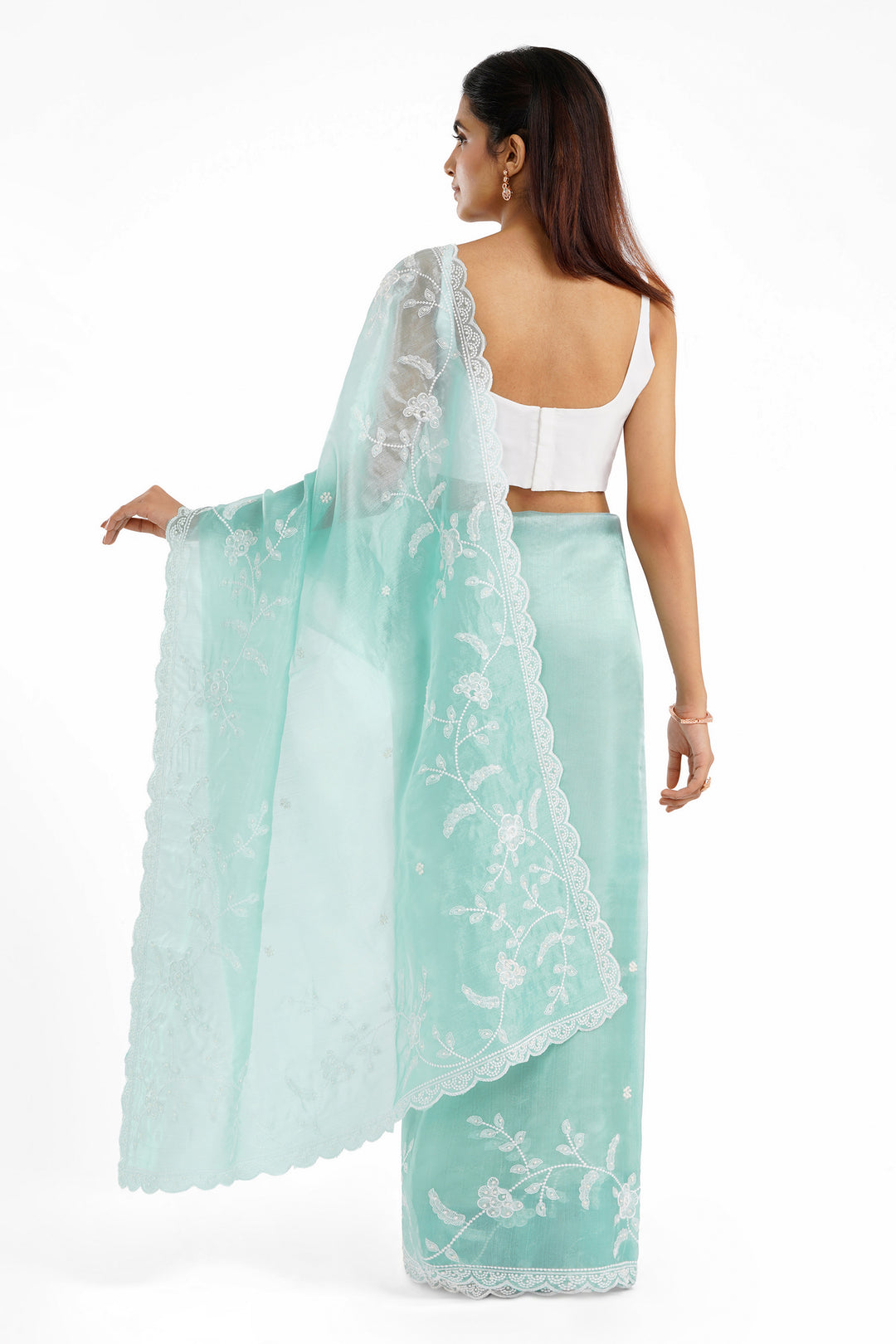 Teejh Eshani Blue Organza Saree