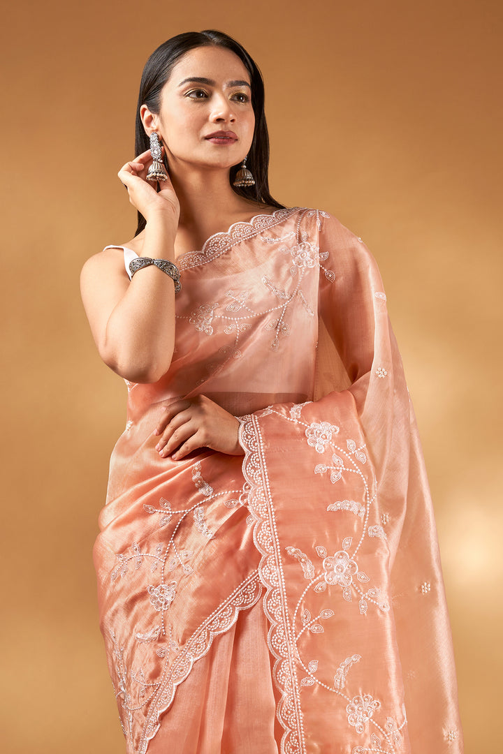 Teejh Urmisha Coral Organza Saree