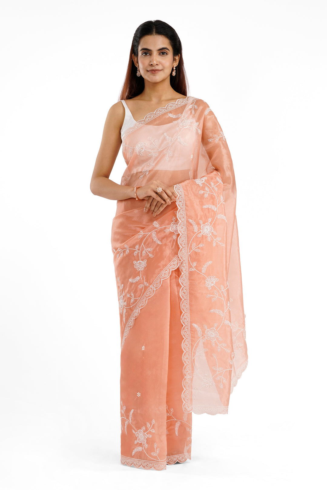 Teejh Urmisha Coral Organza Saree
