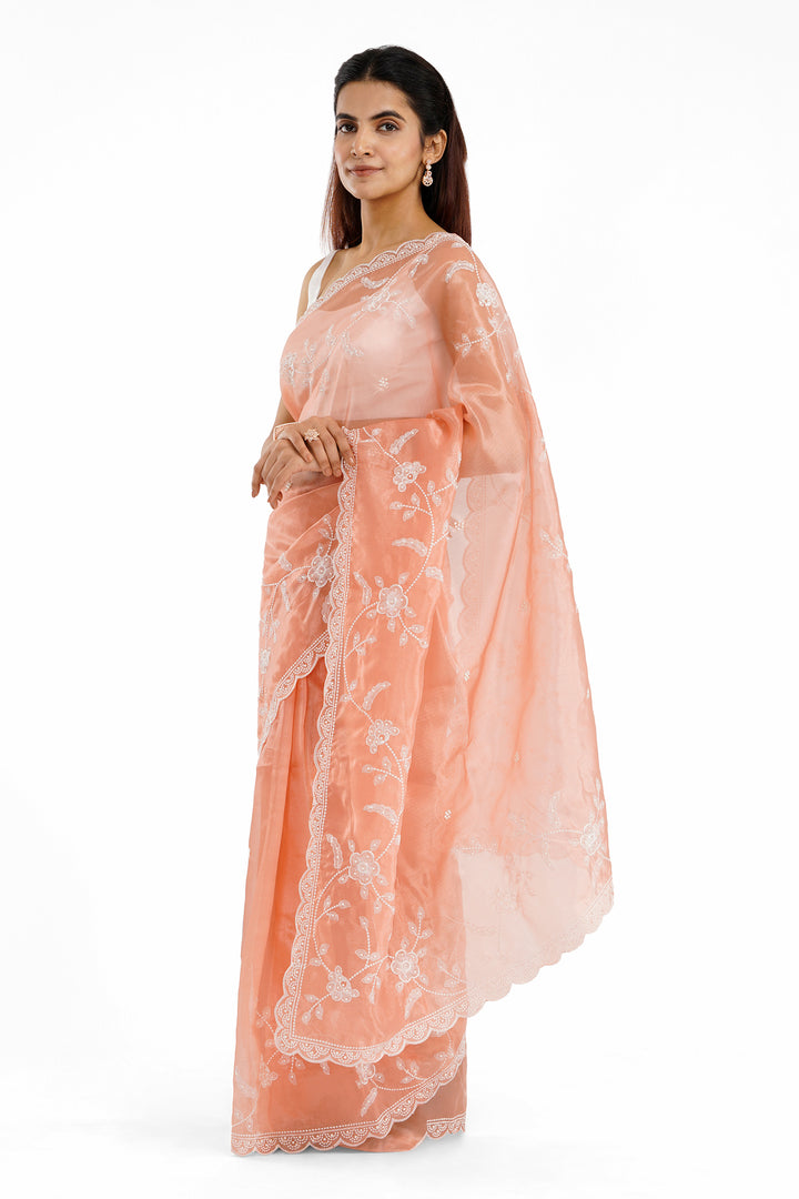 Teejh Urmisha Coral Organza Saree