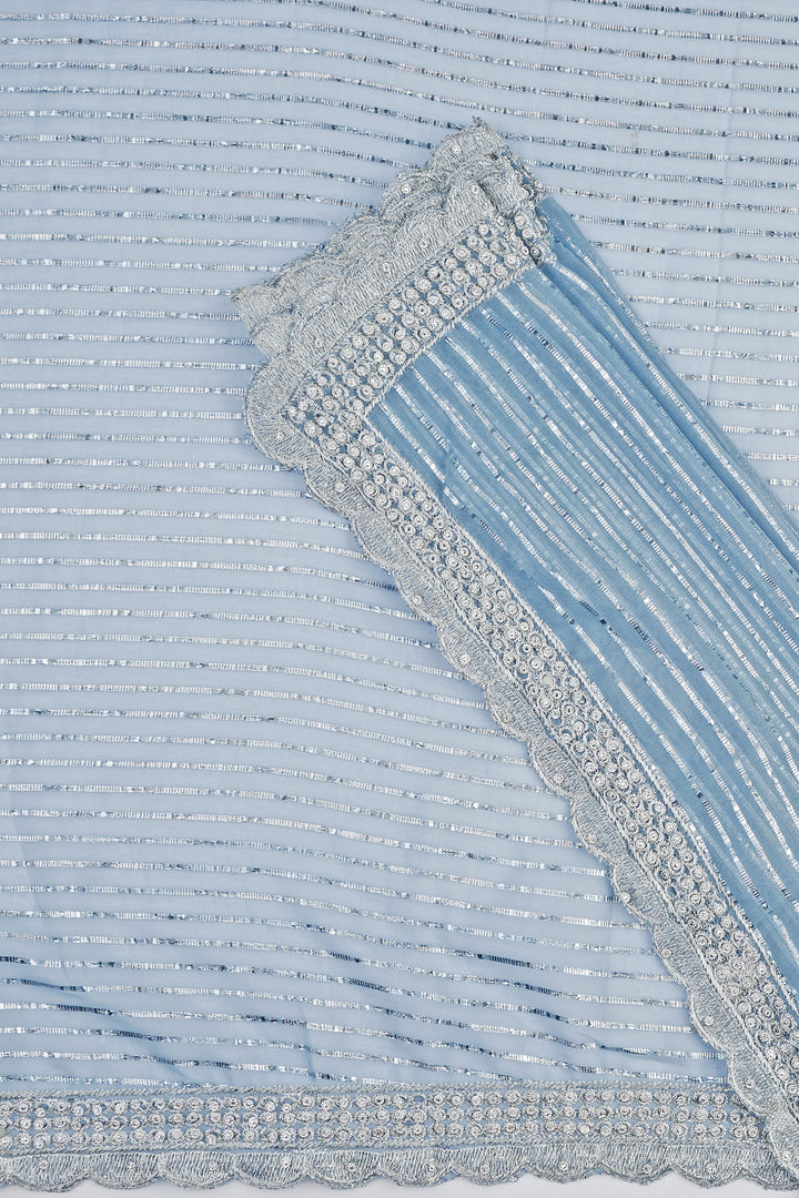 Teejh Saheeba Blue Chiffon Saree