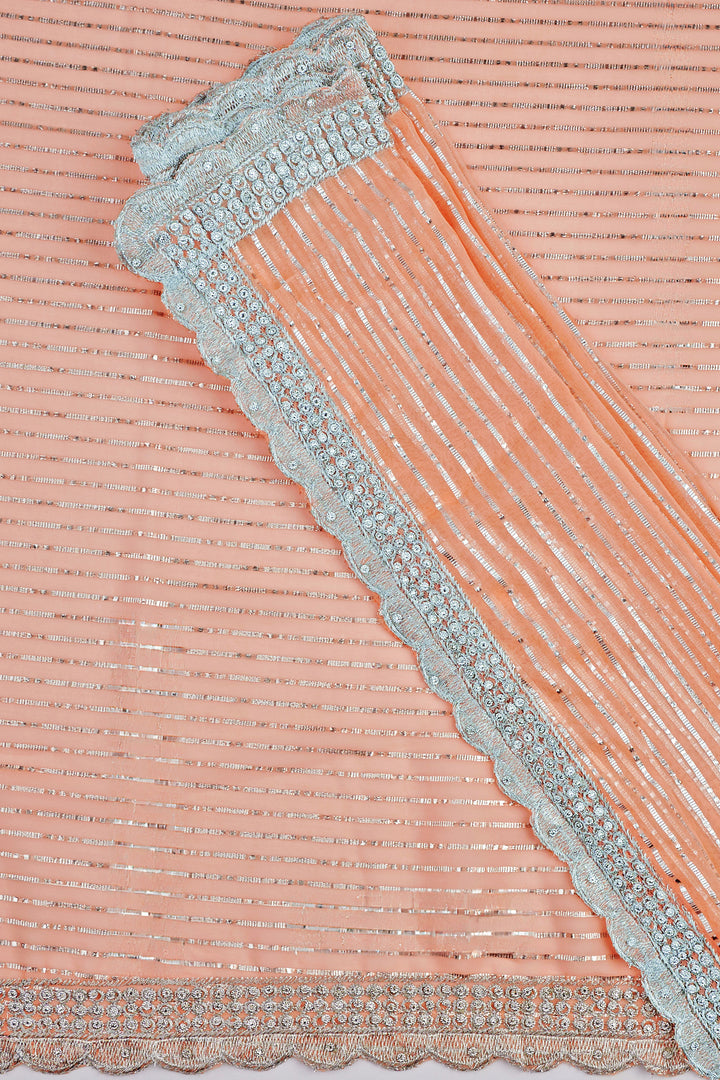 Teejh Saheeba Peach Chiffon Saree