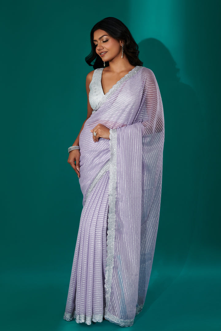 Teejh Saheeba Lavender Chiffon Saree