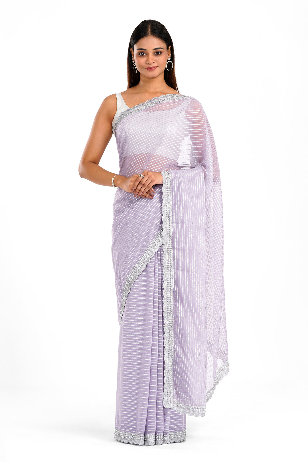 Teejh Saheeba Lavender Chiffon Saree