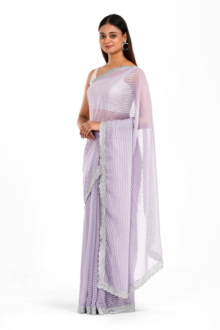 Teejh Saheeba Lavender Chiffon Saree
