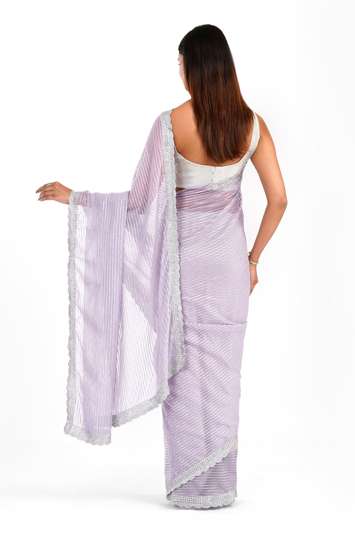 Teejh Saheeba Lavender Chiffon Saree