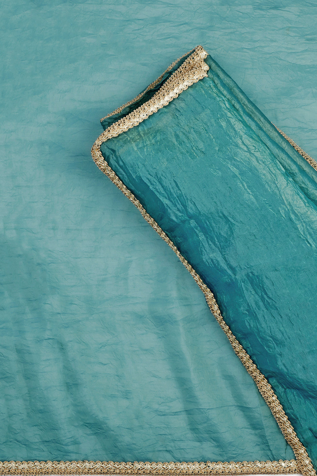 Teejh Teertha Teal Shimmer Tissue Saree