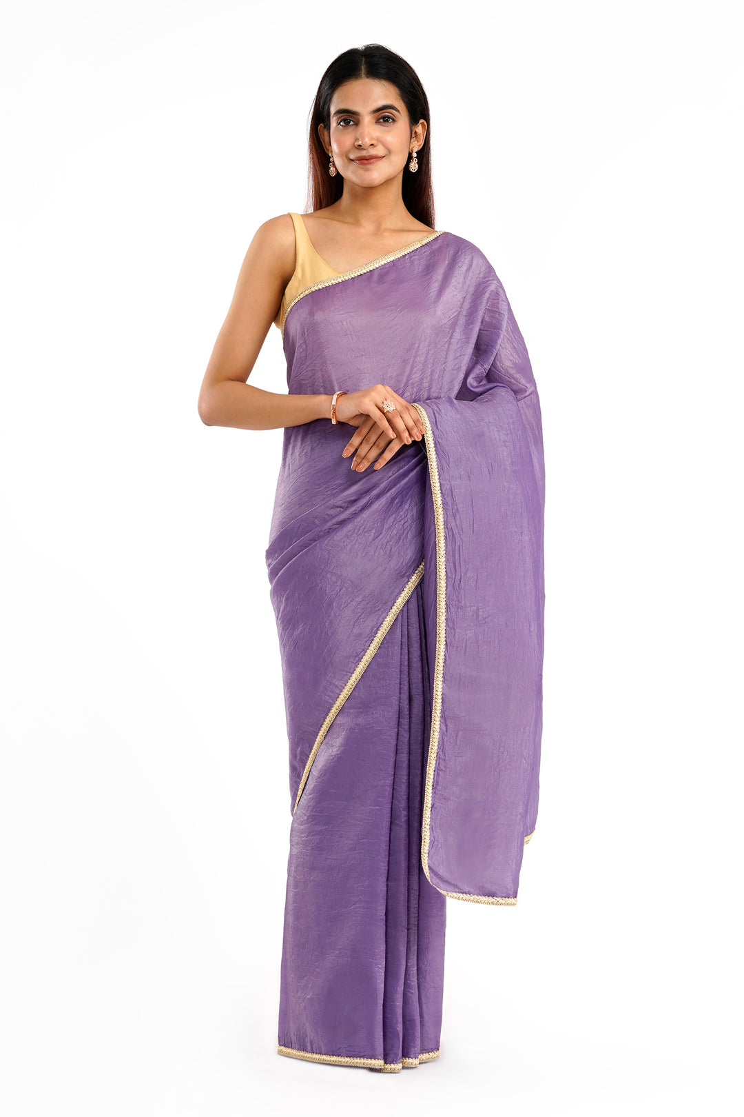 Teejh Teertha Purple Shimmer Tissue Saree