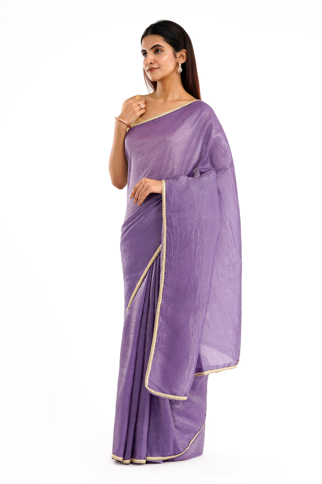 Teejh Teertha Purple Shimmer Tissue Saree