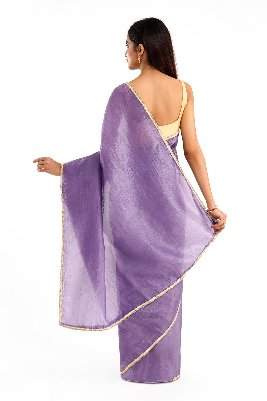 Teejh Teertha Purple Shimmer Tissue Saree