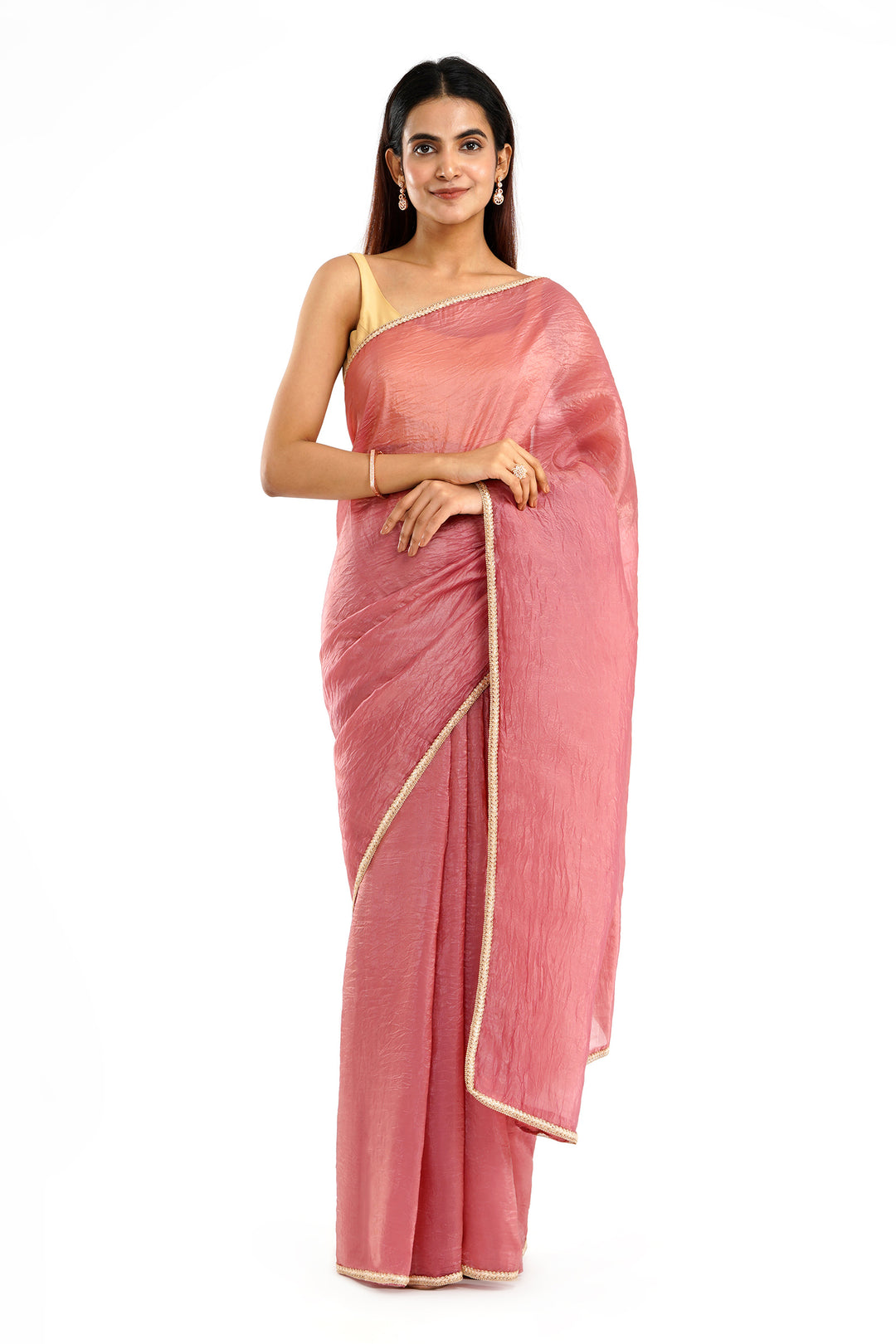 Teejh Teertha Blush Pink Shimmer Tissue Saree