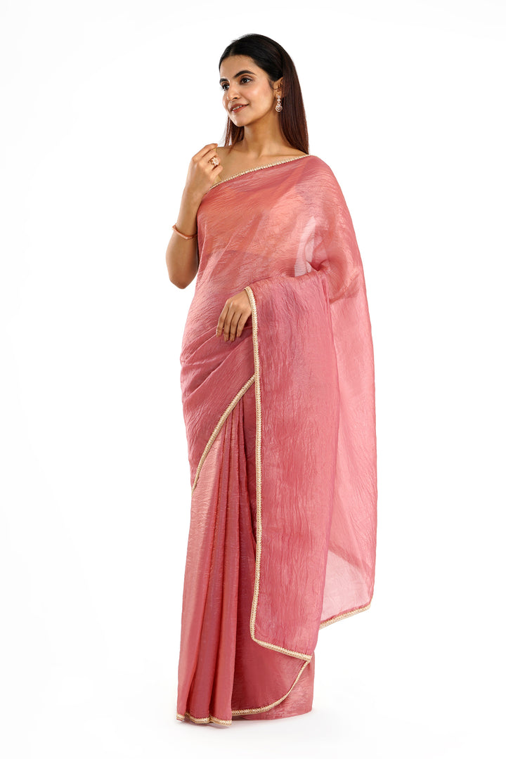 Teejh Teertha Blush Pink Shimmer Tissue Saree