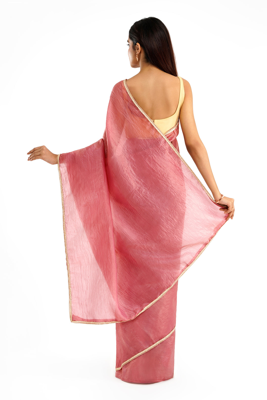 Teejh Teertha Blush Pink Shimmer Tissue Saree