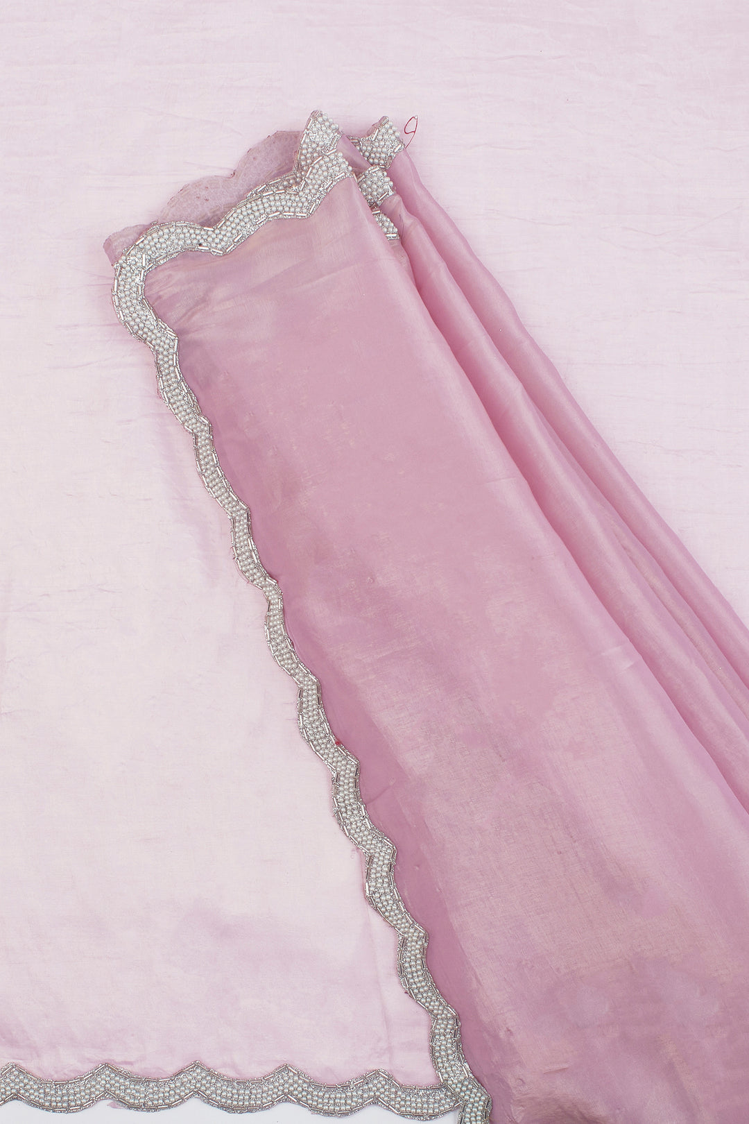 Teejh Kaanch Onion Pink Shimmer Tissue Saree