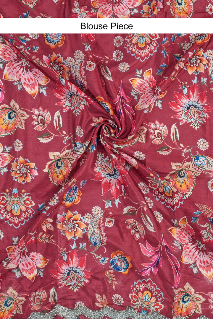 Teejh Kaanch Brick Red Shimmer Tissue Saree