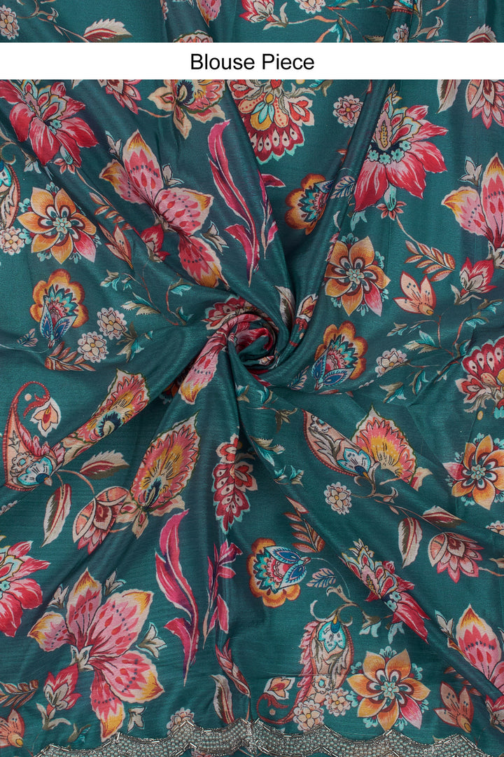 Teejh Kaanch Teal Shimmer Tissue Saree