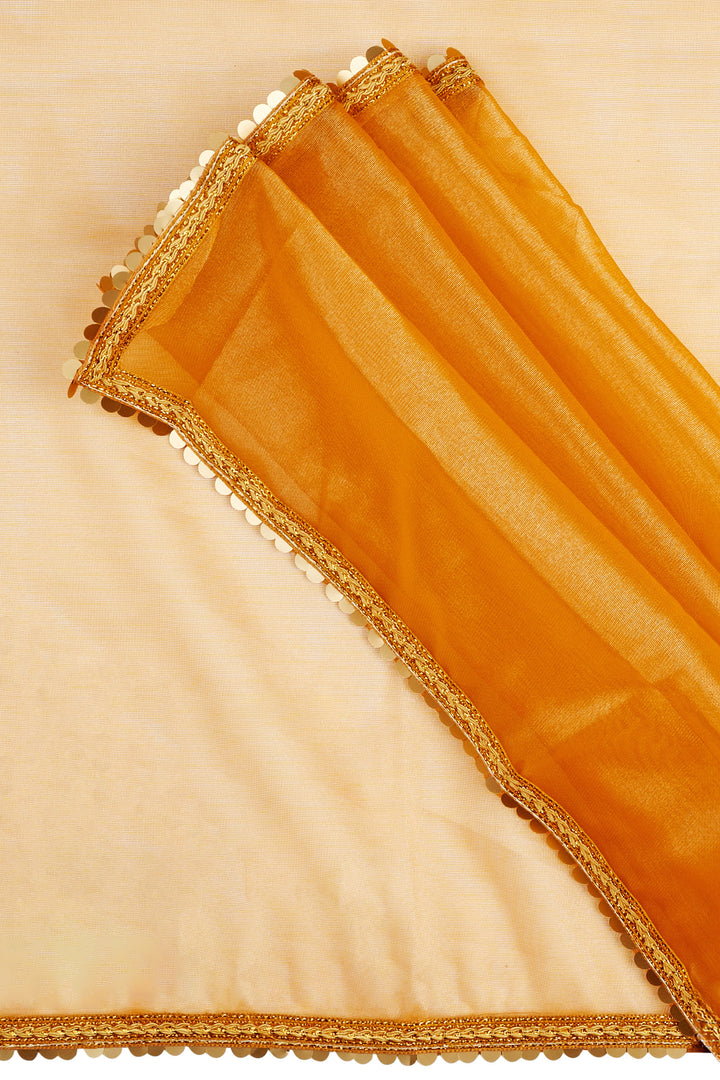 Teejh Iraja Mustard Yellow Net Saree