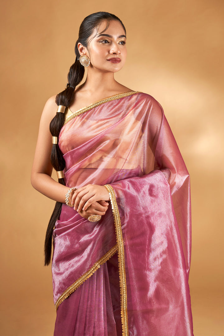 Teejh Iraja Burgundy Net Saree