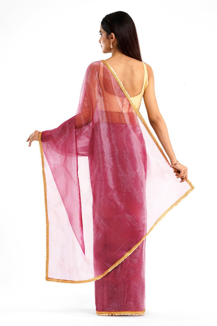 Teejh Iraja Burgundy Net Saree