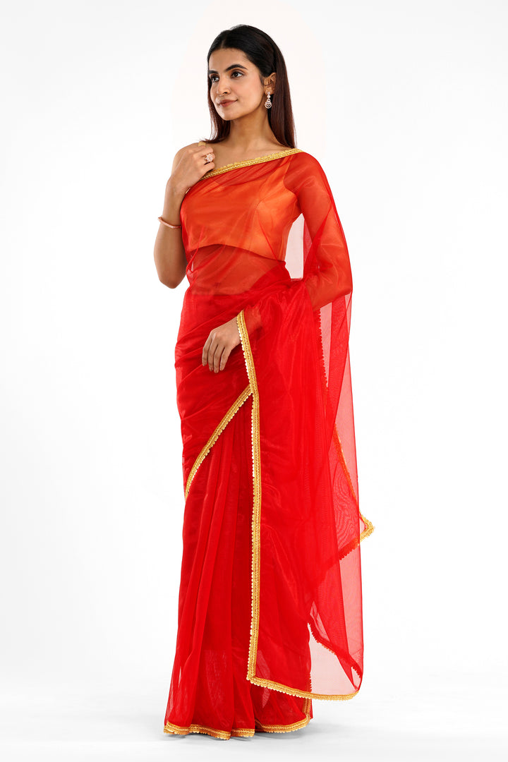 Teejh Iraja Red Net Saree