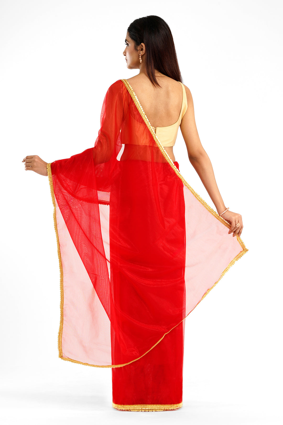 Teejh Iraja Red Net Saree