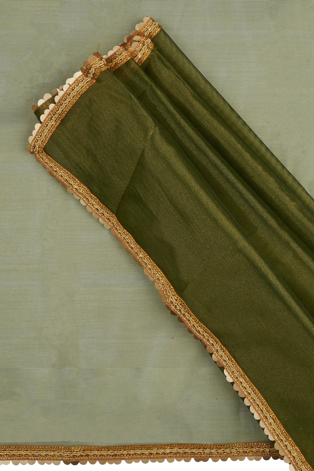 Teejh Iraja Olive Green Net Saree