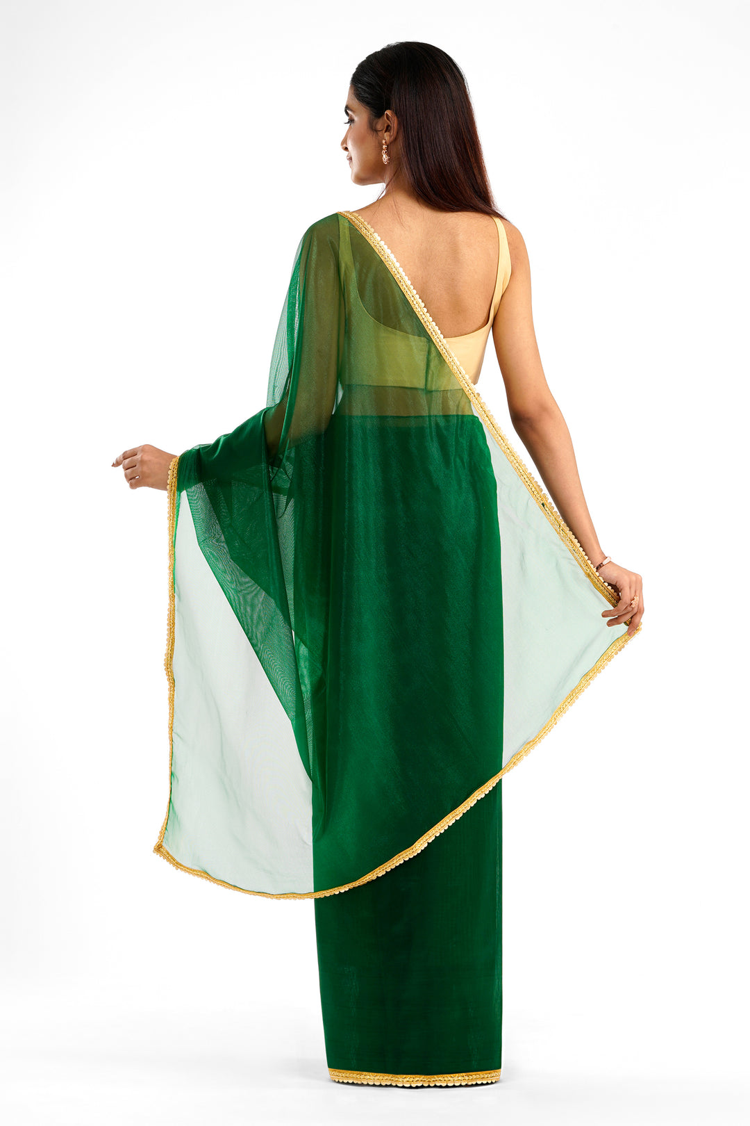 Teejh Iraja Forest Green Net Saree