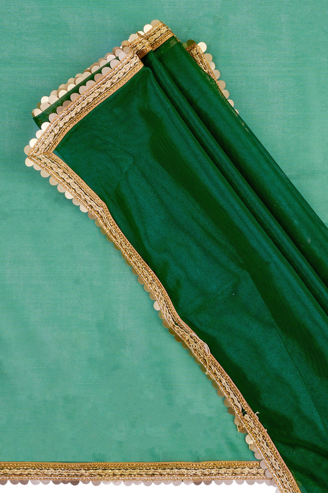 Teejh Iraja Forest Green Net Saree