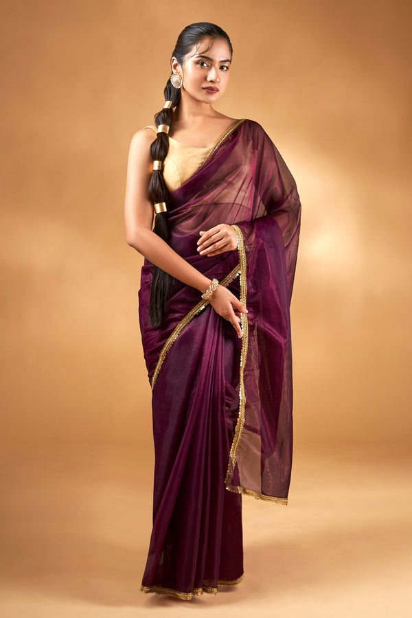 Teejh Iraja Wine Net Saree