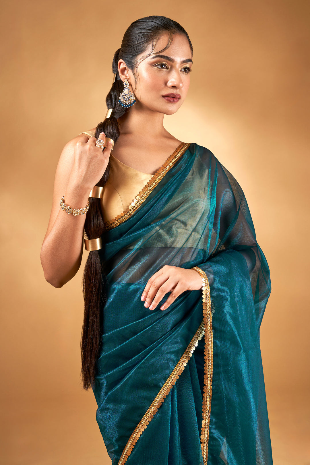 Teejh Iraja Teal Net Saree