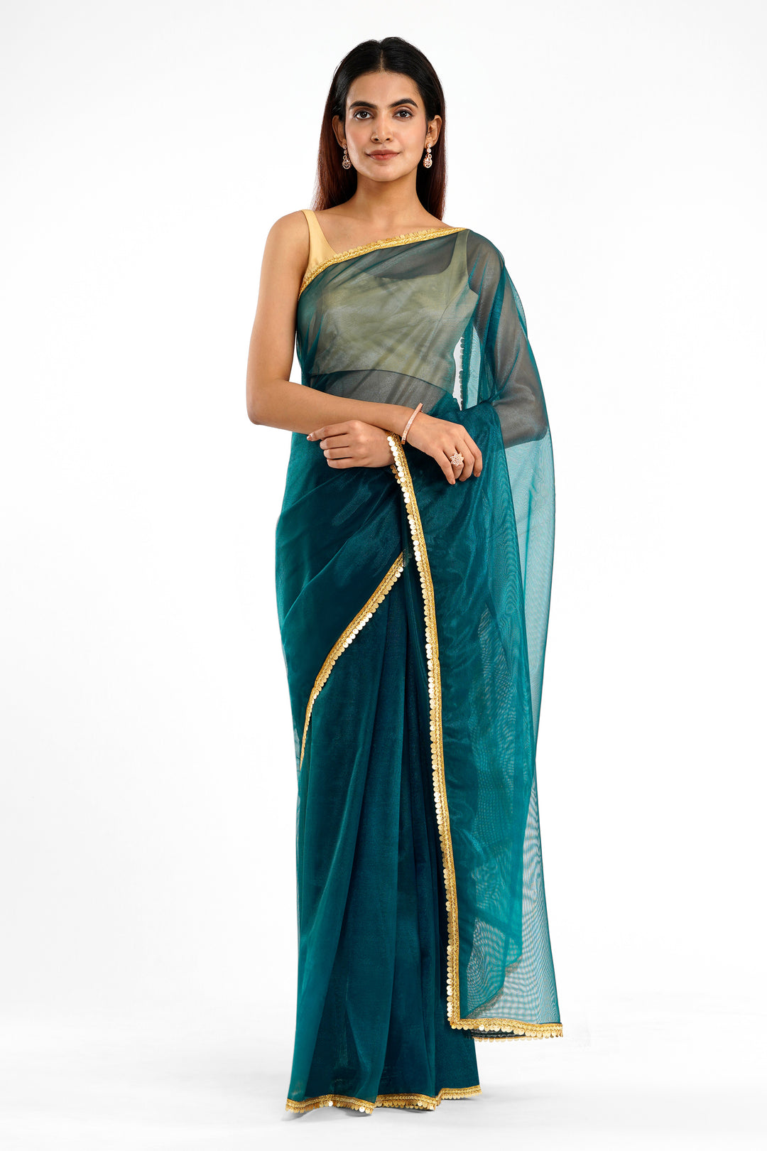 Teejh Iraja Teal Net Saree