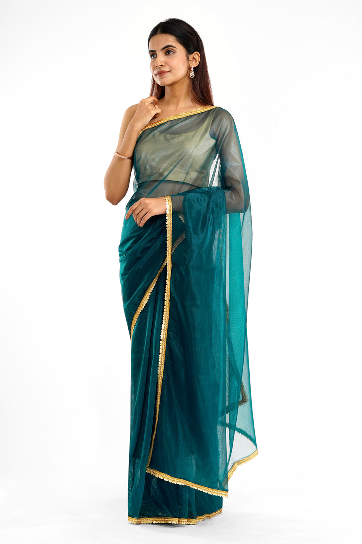 Teejh Iraja Teal Net Saree