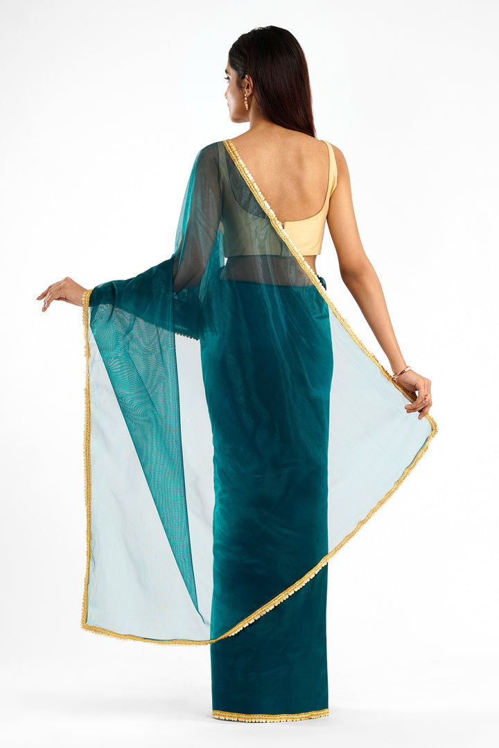 Teejh Iraja Teal Net Saree