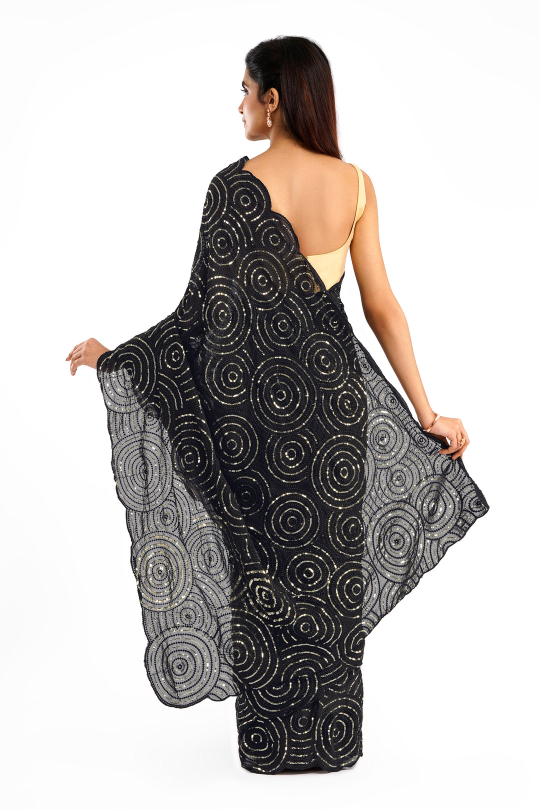 Teejh Chamkila Black Georgette Saree