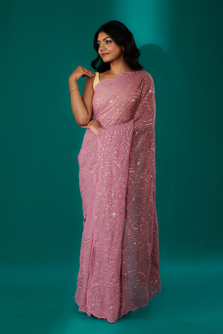 Teejh Chamkila Mauve Georgette Saree