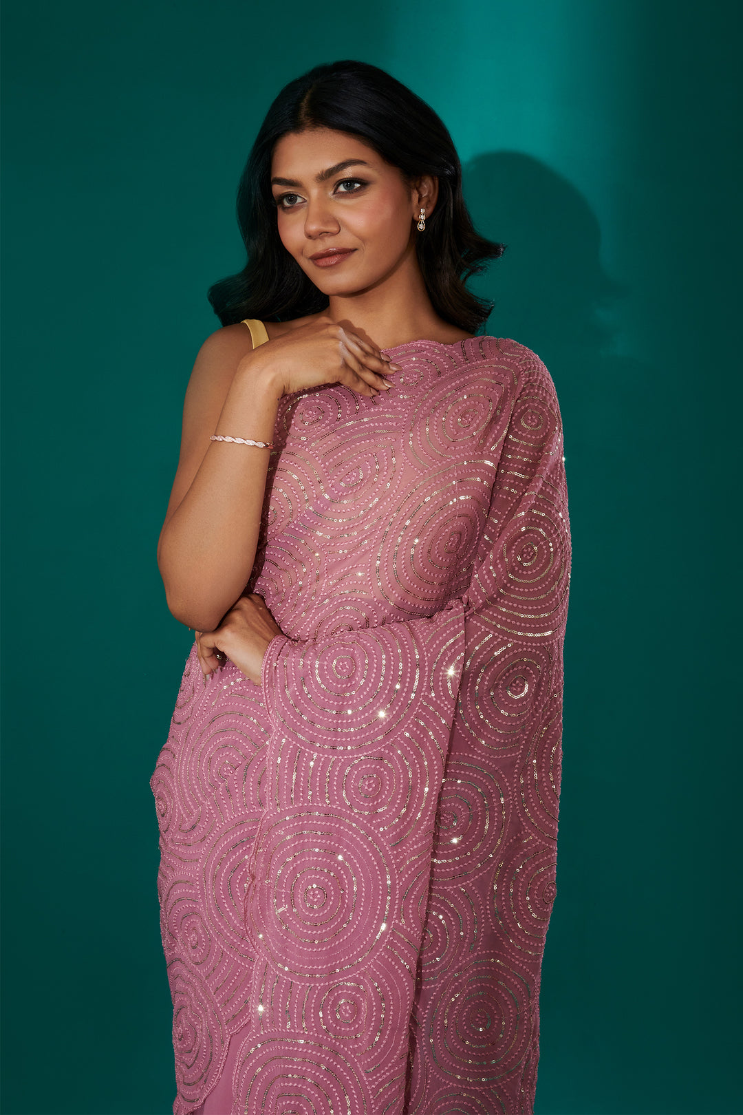 Teejh Chamkila Mauve Georgette Saree