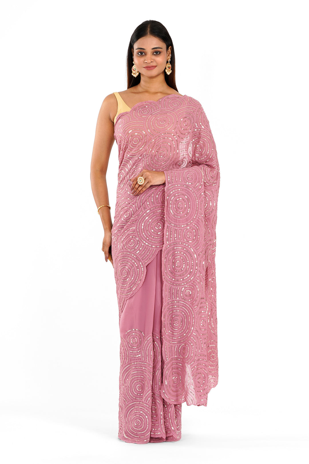 Teejh Chamkila Mauve Georgette Saree