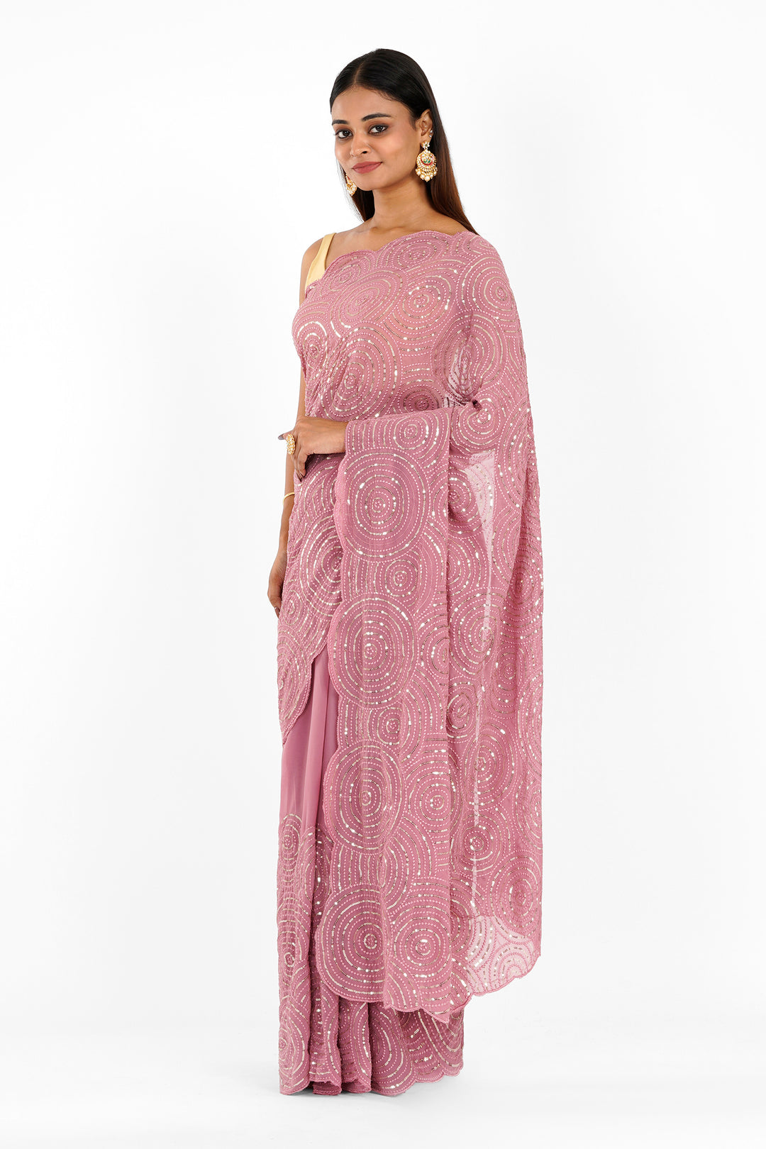 Teejh Chamkila Mauve Georgette Saree