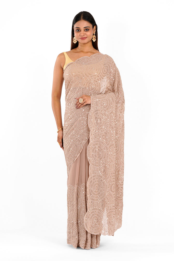 Teejh Chamkila Taupe Georgette Saree
